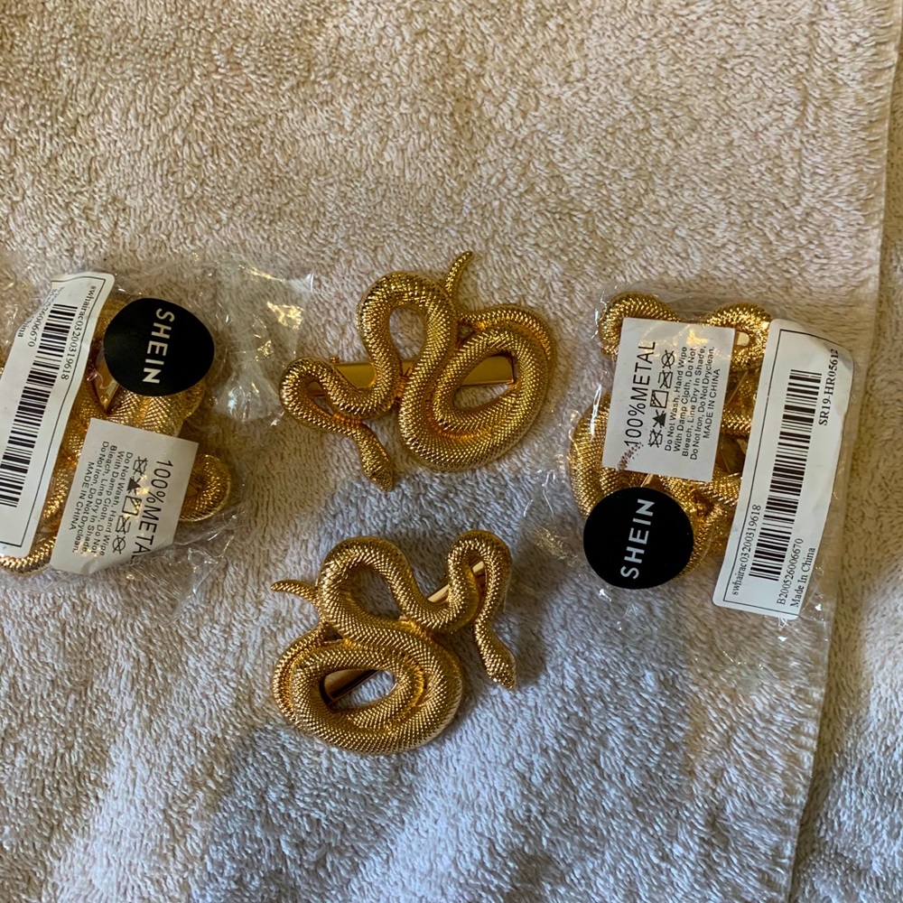 SHEIN gold snake hair clips
